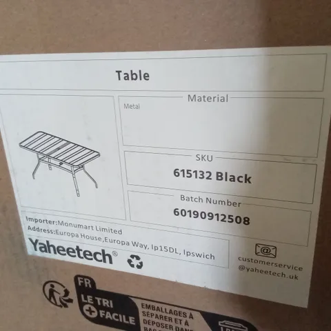 BOXED YAHEETECH OUTDOOR DINING TABLE - BLACK (1 BOX)
