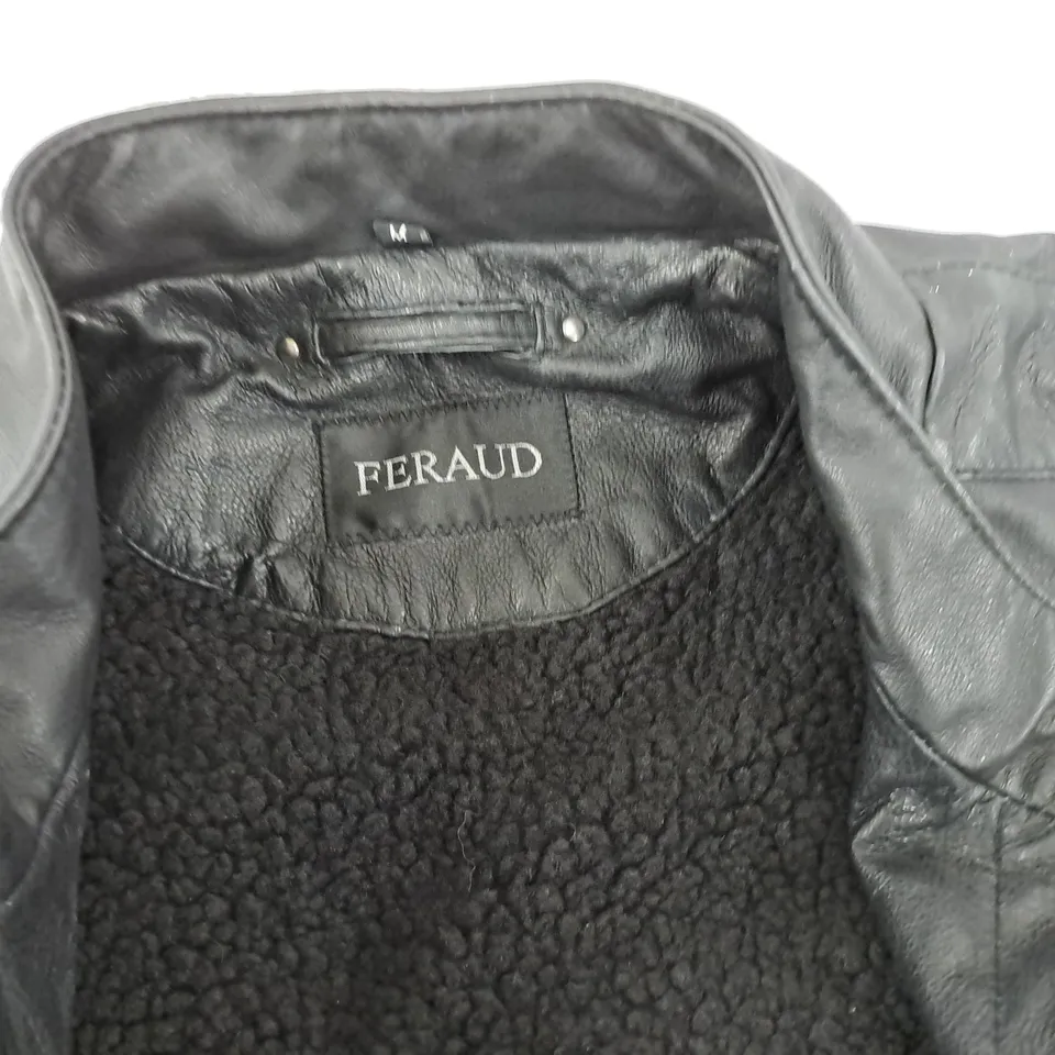 FERAUD LEATHER ZIP THROUGH JACKET - M