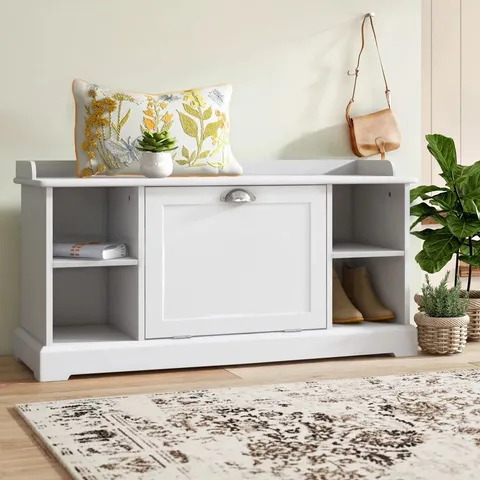 BOXED BRAMBLY WOOD STORAGE BENCH