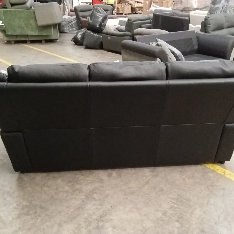 ALBION LUXURY FAUX LEATHER HIGH BACK 3 SEATER SOFA - BLACK RRP £599