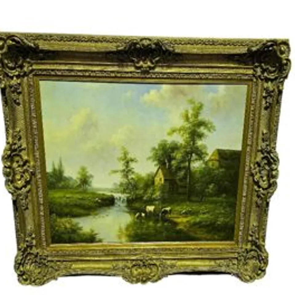 VICTORIAN PASTORAL MEADOWS AND ANIMALS 19TH CENTURY OIL PAINTING RRP £1800