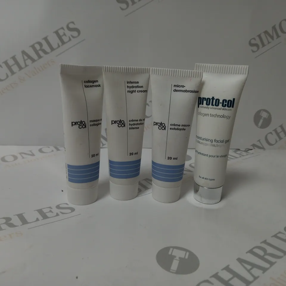 APPROXIMATELY 15 ASSORTED PROTO-COL BEAUTY PRODUCTS TO INCLUDE NIGHT CREAM, FACIAL GEL, COLLAGEN FACE MASK, MICRO-DERMABRASION ETC. 