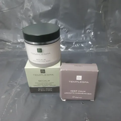 TEMPLESPA BE CALM SOOTHING FACE MASK 65ML AND KEEP CALM AROMATIC CLEANSING BAR 40G