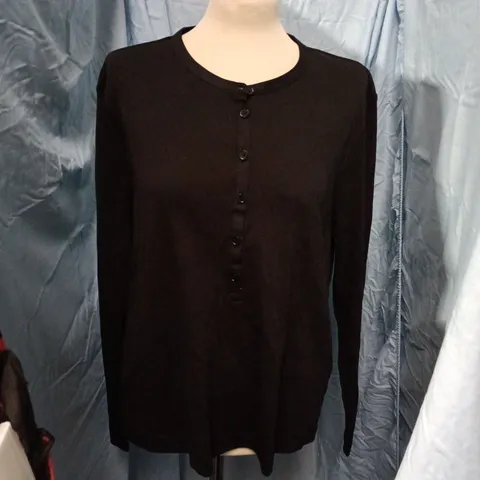 JAEGER BLACK KNIT CARDIGAN, WOMEN'S, UK 20, BUTTON-FRONT