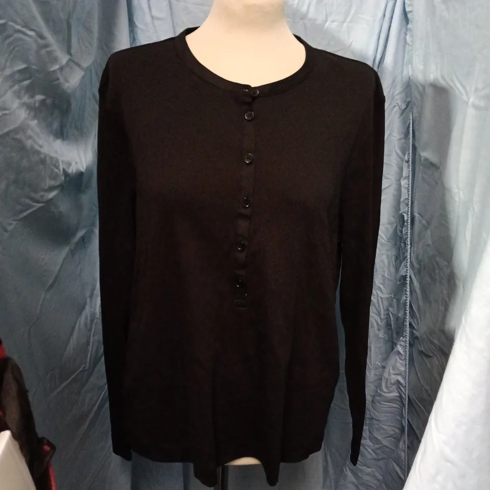 JAEGER BLACK KNIT CARDIGAN, WOMEN'S, UK 20, BUTTON-FRONT