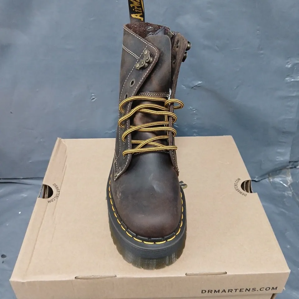 BOXED PAIR OF DR MARTENS JADON ARC CRAZY HORSE BOOTS - 6