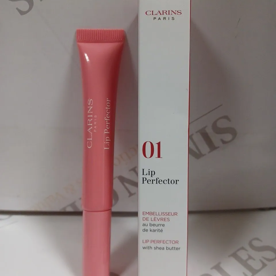 BOXED CLARINS 01 LIP PERFECTOR - ROSE SHIMMER 