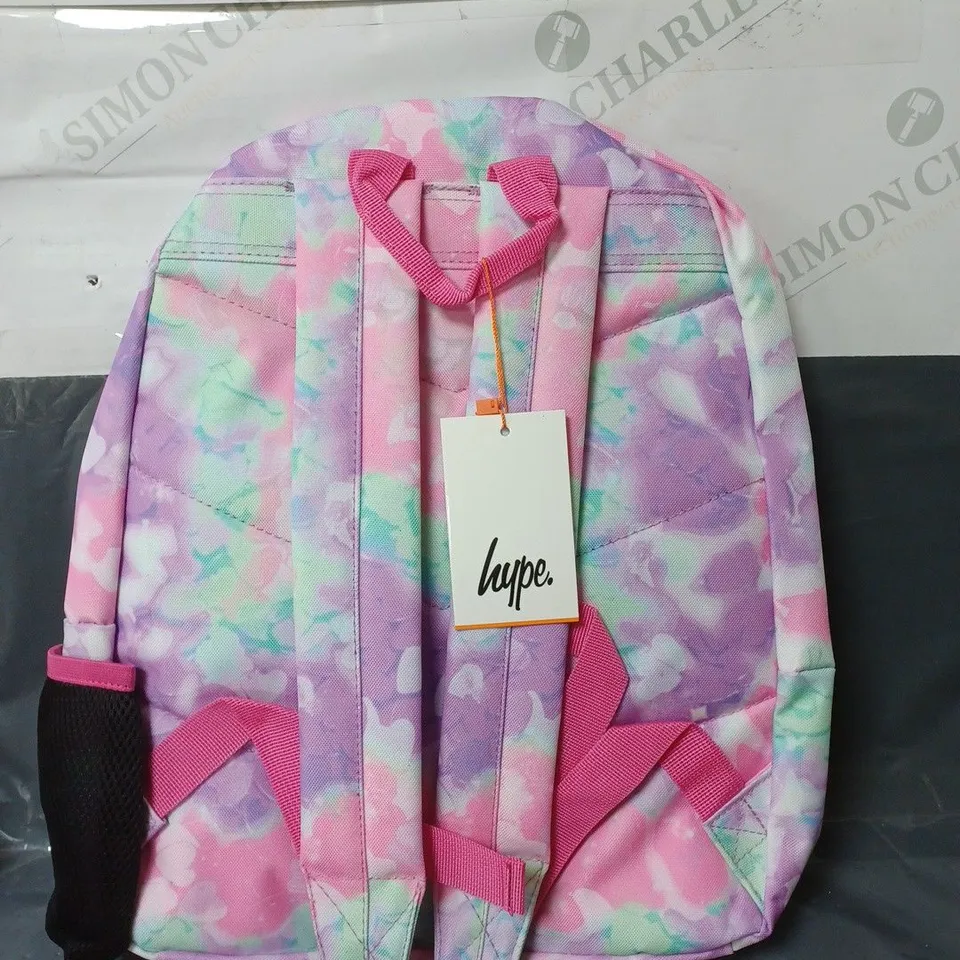 HYPE UNISEX PINK MULTI TIE DYE BACKPACK WITH PINK POM POM
