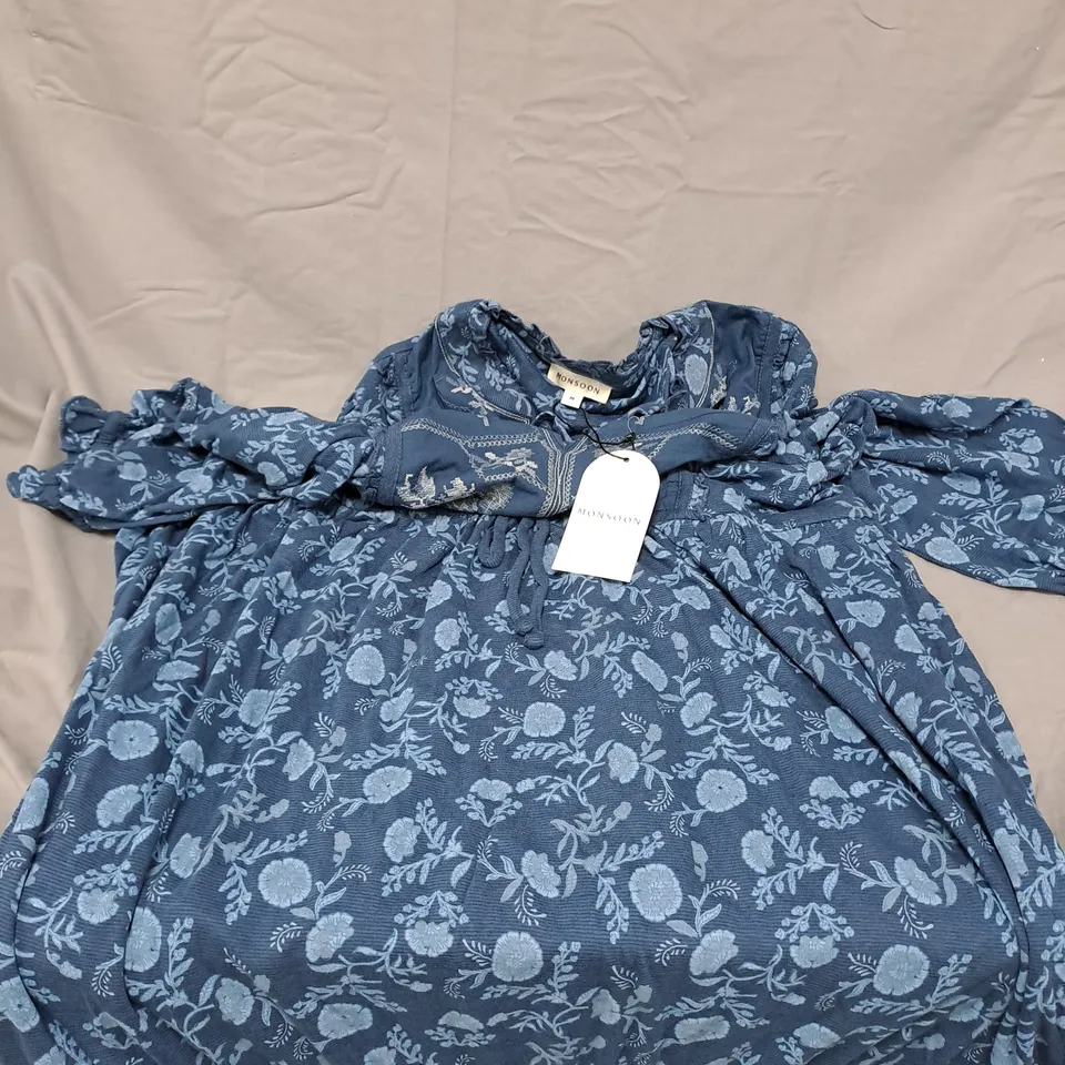 MONSOON WOMEN'S BLUE FLORAL DRESS, SIZE M