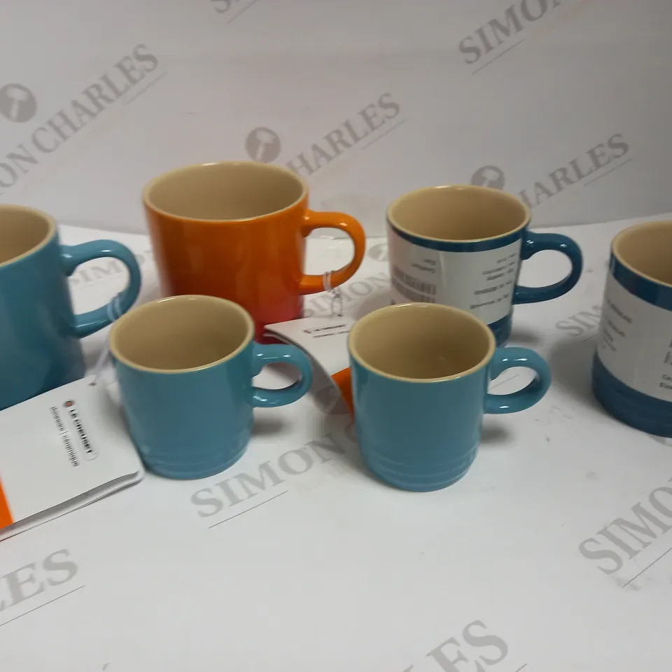 LOT OF 6 LE CREUSET MUGS & ESPRESSO CUPS