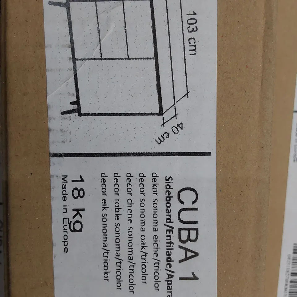 BOXED BRAND NEW CUBA 1 SIDEBOARD SONOMA OAK/ TRI COLOUR 103 × 40 × 87cm  (2 BOXES)