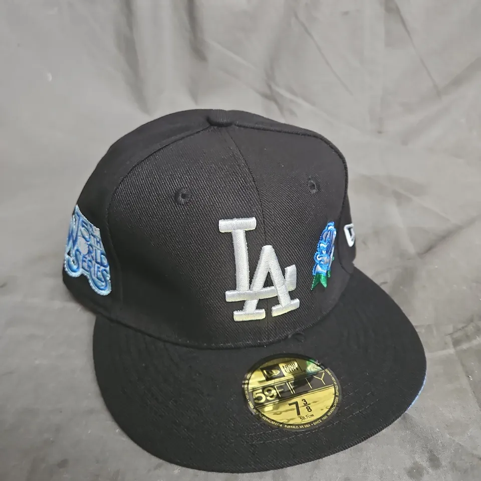 NEW ERA DODGERS WORLD SERIES COOPERSTOWN CAP - BLACK, LA LOGO, SIZE 7 5/8