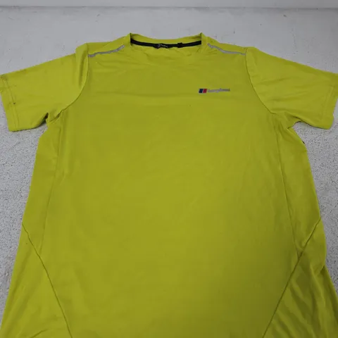 BERGHAUS YELLOW SHORT-SLEEVE OUTDOOR TOP - SIZE 13