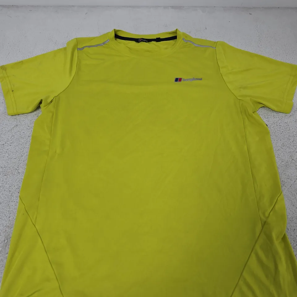 BERGHAUS YELLOW SHORT-SLEEVE OUTDOOR TOP - SIZE 13