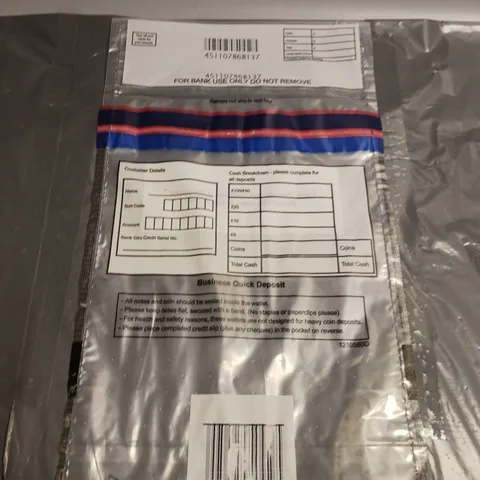 LOT OF APPROX. 100 BUSINESS QUICK DEPOSIT BAGS CLEAR 