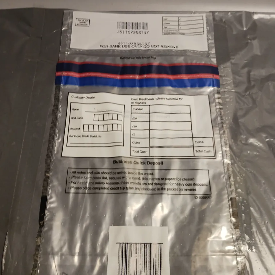 LOT OF APPROX. 100 BUSINESS QUICK DEPOSIT BAGS CLEAR 