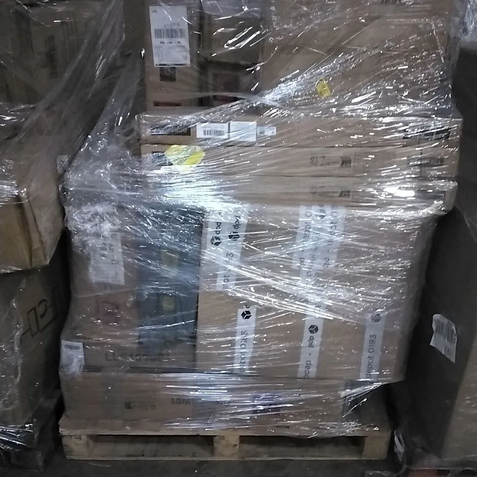 PALLET OF HOUSEHOLD ITEMS TO INCLUDE CORNER BRACKET, CORNER SHELF, TOY STORAGE UNIT AND OTHER ASSORTED ITEMS...