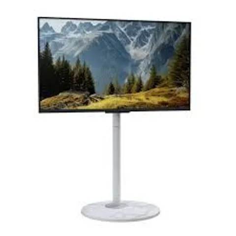 BOXED TV STAND ON WHEELS WITH MARBLE BASE FOR 40-75 INCH TV, SWIVEL & HEIGHT ADJUSTABLE TV CART (1 BOX)