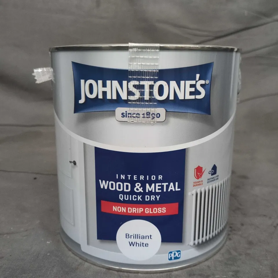 JOHNSTONE'S INTERIOR WOOD & METAL QUICK DRY NON-DRIP GLOSS PAINT – BRILLIANT WHITE - 2.5L