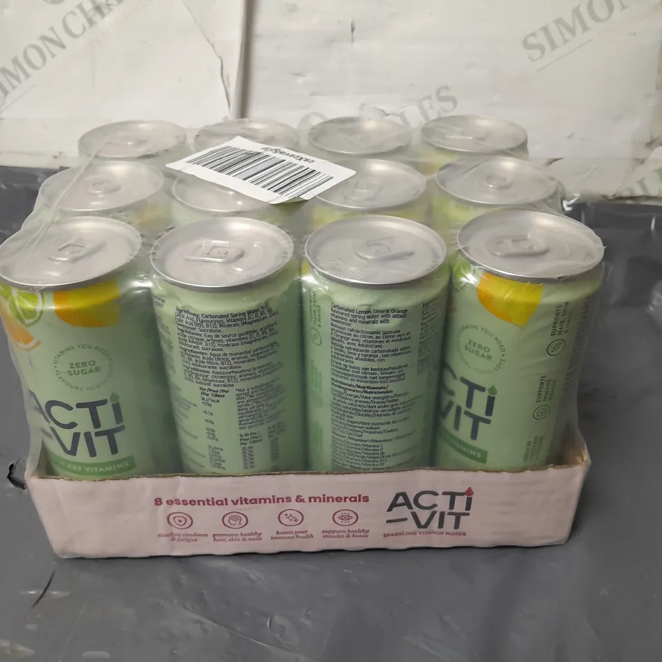 ACTI-VIT MULTIPACK OF SPARKLING VITAMIN WATER - 12X330ML LIME AND ORANGE