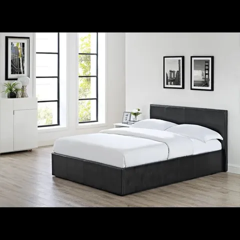 BOXED MORELLA UPHOLSTERED BED FRAME - BLACK // SIZE: 4'6" (2 BOXES)