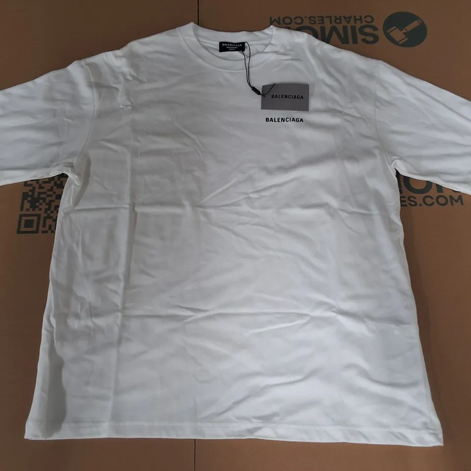 BALENCIAGA WARDROBE UNISEX WHITE CREW T-SHIRT - XS