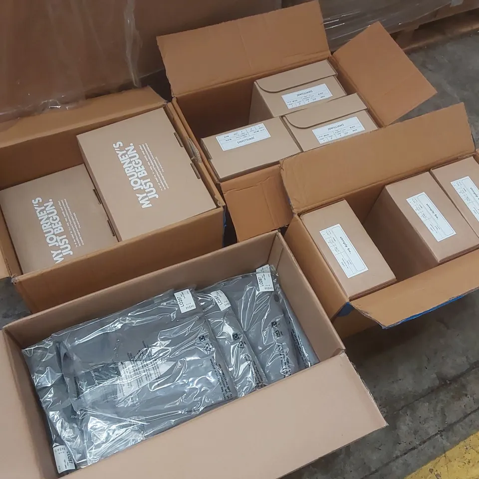 PALLET CONTAINING APPROXIMATELY 275x BRAND NEW ASSORTED DESIGNER CLOTHING ITEMS AND SHOES INCLUDING: JD WILLIAMS WAIST COATS, ANTHOLOGY SANDALS, SIMPLY BE SANDALS ECT