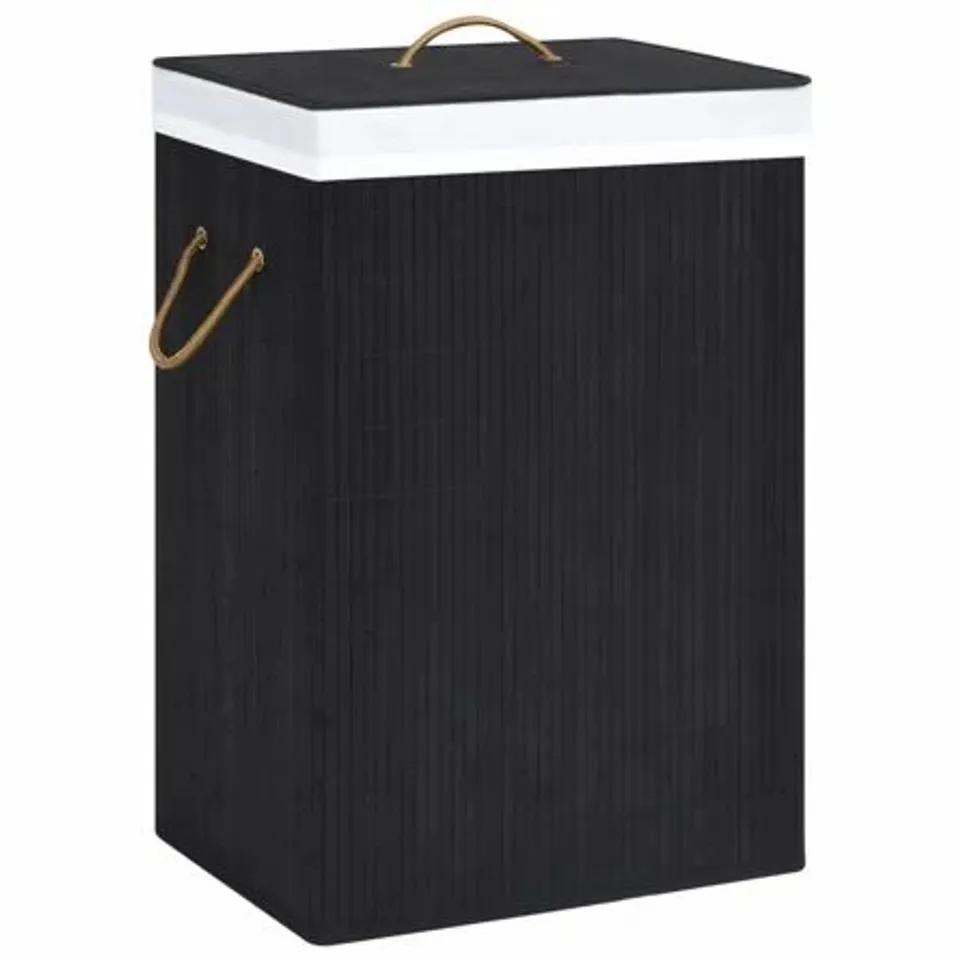BAMBOO LAUNDRY BASKET WHITE COLOUR BLACK