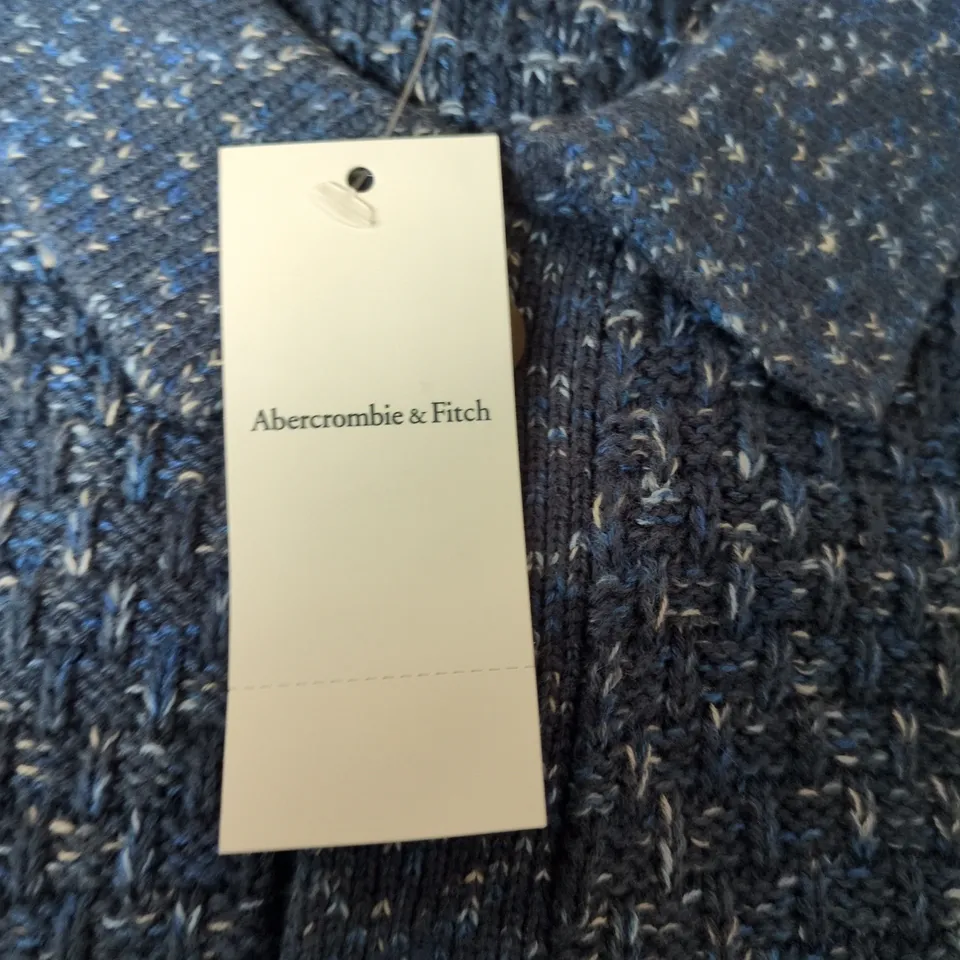 ABERCROMBIE & FITCH KNIT CARDIGAN, BLUE SPECKLED, XL