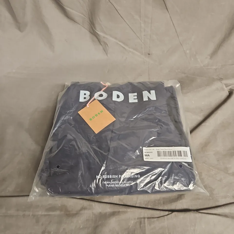 BODEN ESME LINEN SHORT DRESS – NAVY, 14L