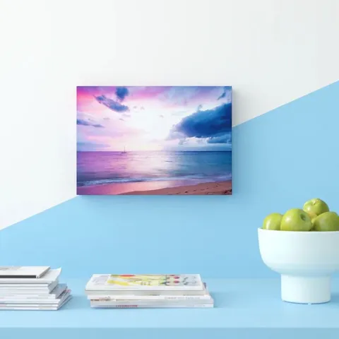 TWILIGHT PINK BEACH WRAPPED CANVAS PICTURE