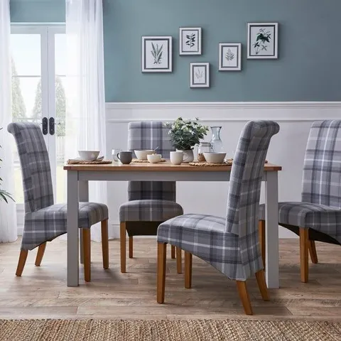 BOXED BROMLEY 4 SEATER RECTANGULAR DINING TABLE, GREY/PINE (1 BOX)