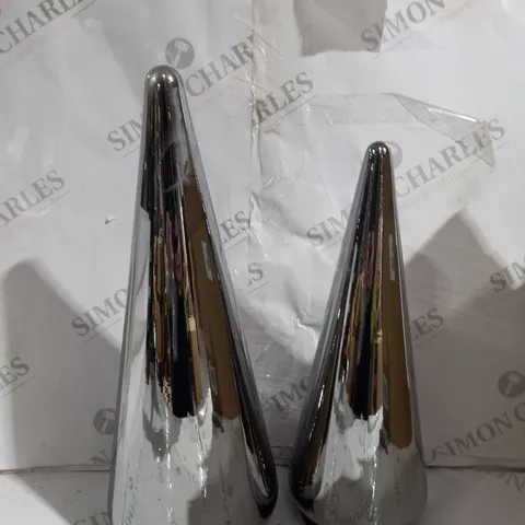 BOXED KELLY HOPPEN SET OF 2 INDOOR/OUTDOOR PRELIT GLASS DECOR - REFLECTIVE CONES