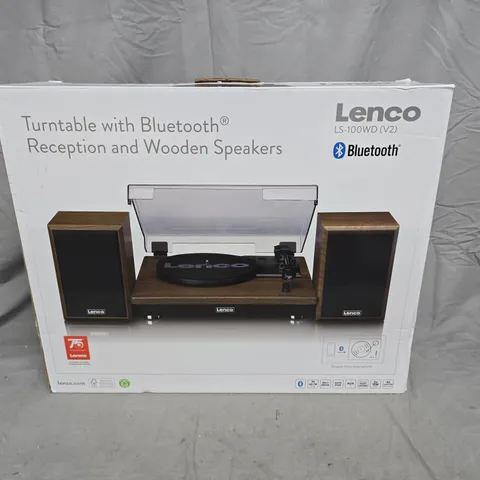 BOXED LENCO LS-100 TURNTABLE WITH BLUETOOTH – WOODEN SPEAKERS