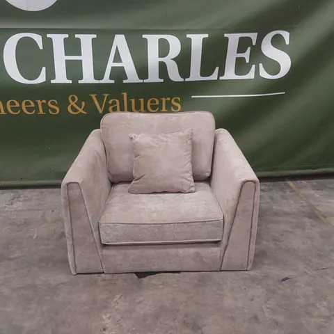 DESIGNER FABRIC UPHOLSTERED ARMCHAIR