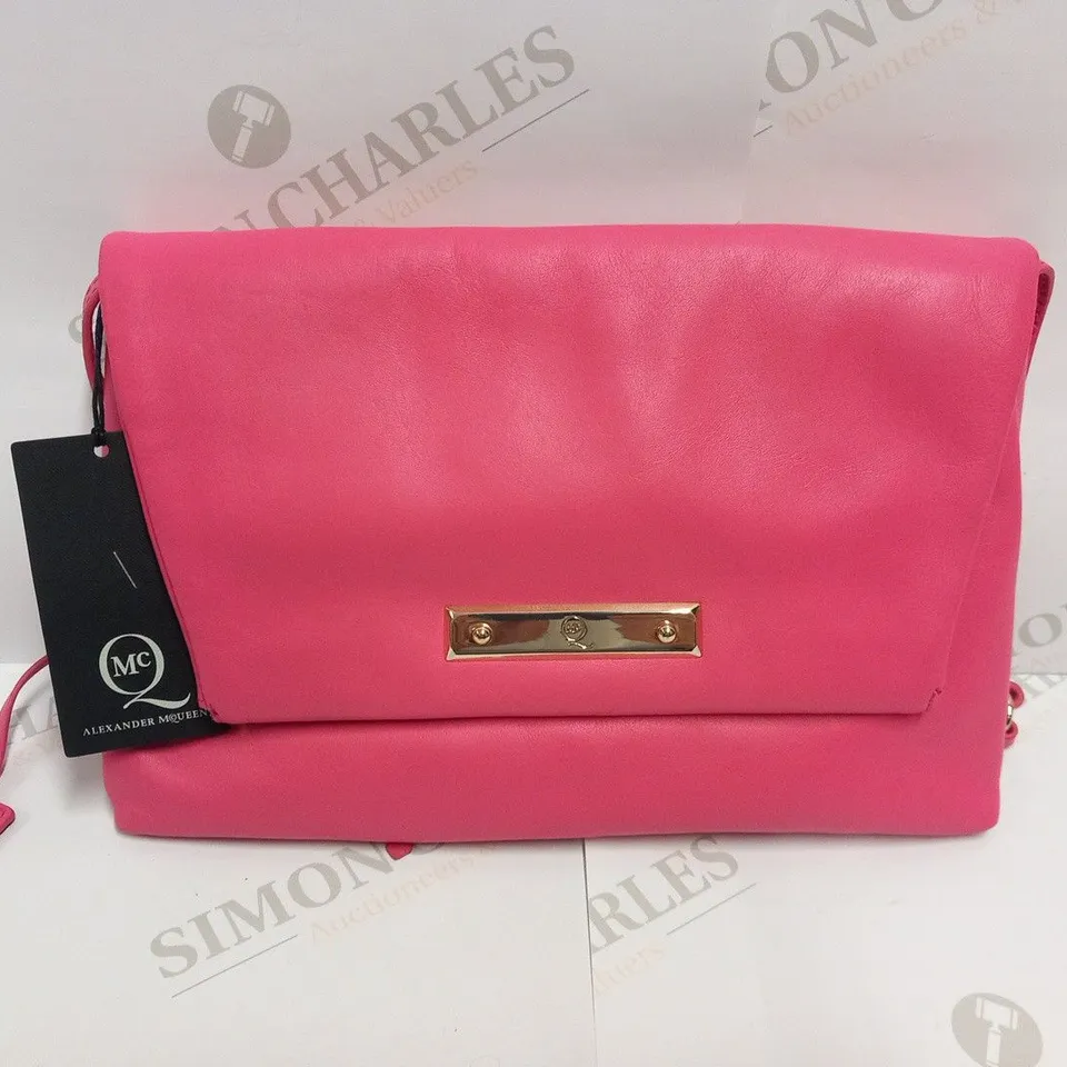 MCQ BY ALEXANDER MCQUEEN PLAIN NAPPA HOT PINK CLUTCH BAG