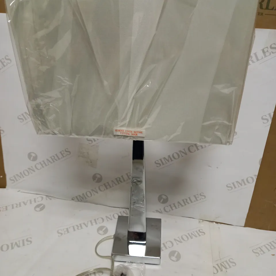 PAGAZZI LIGHTING SEDONA TABLE LAMP - POLISHED CHROME FINISH, IVORY FABRIC SHADE