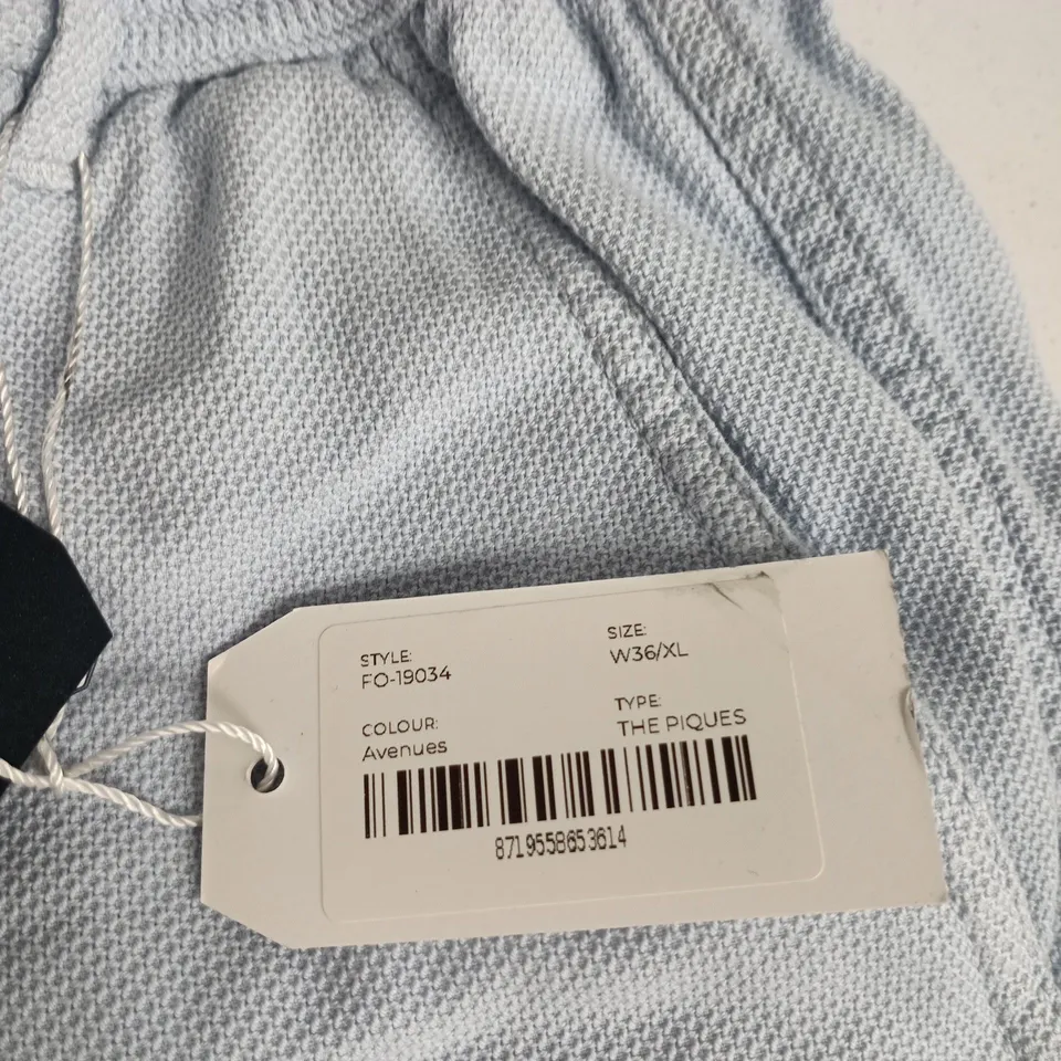 MR MARVIS THE PIQUES SHORTS – LIGHT BLUE PIQUÉ, UK 36 (W36/XL) HANDMADE IN PORTUGAL