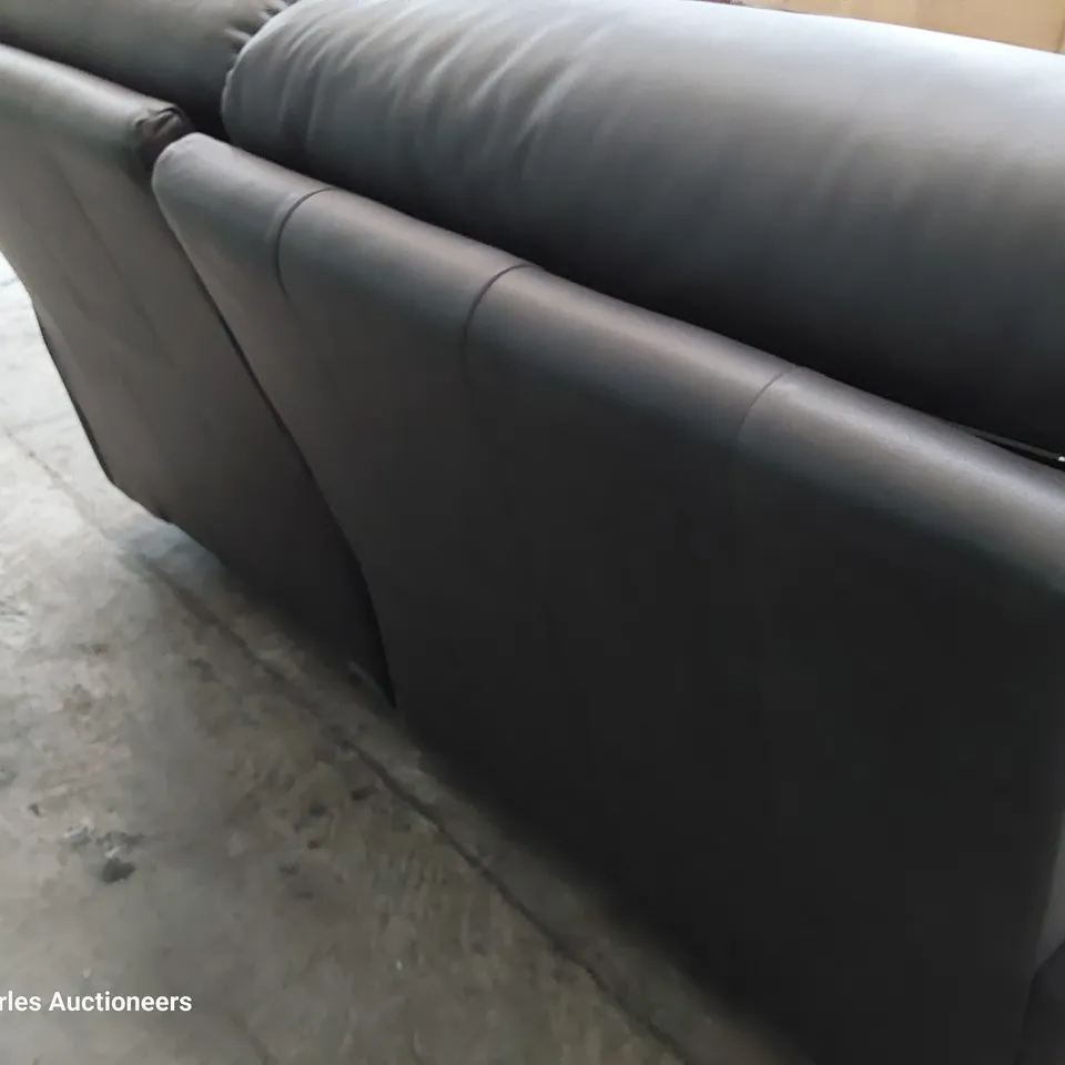 QUALITY BRITISH DESIGNER G PLAN STRATFORD MANUAL RECLINING TWO SEATER SOFA REGENT CHARCOAL LEATHER 