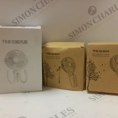 BOX OF 3 ASSORTED MINI FANS