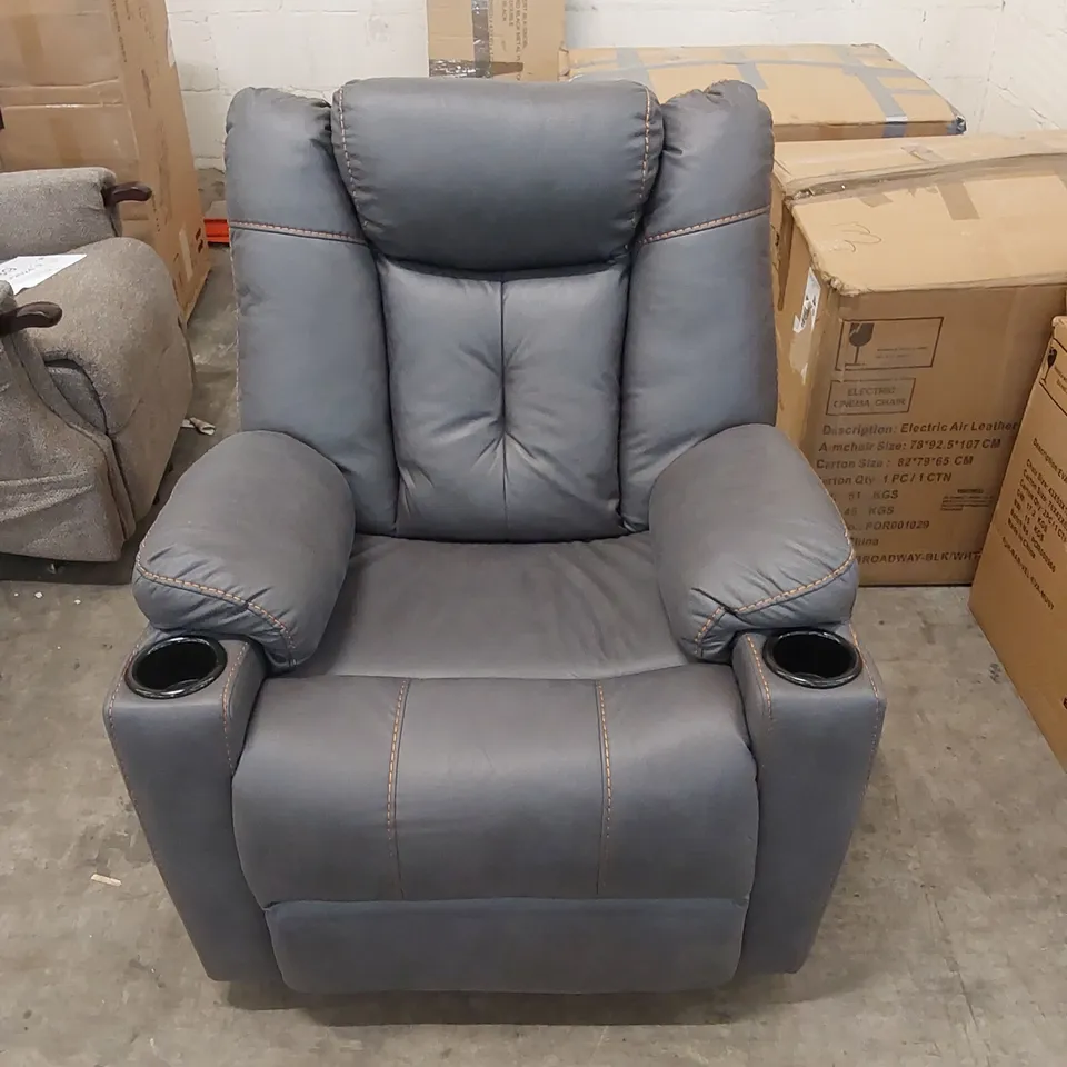 DESIGNER ROCKING MANUAL RECLINER CHAIR - GREY