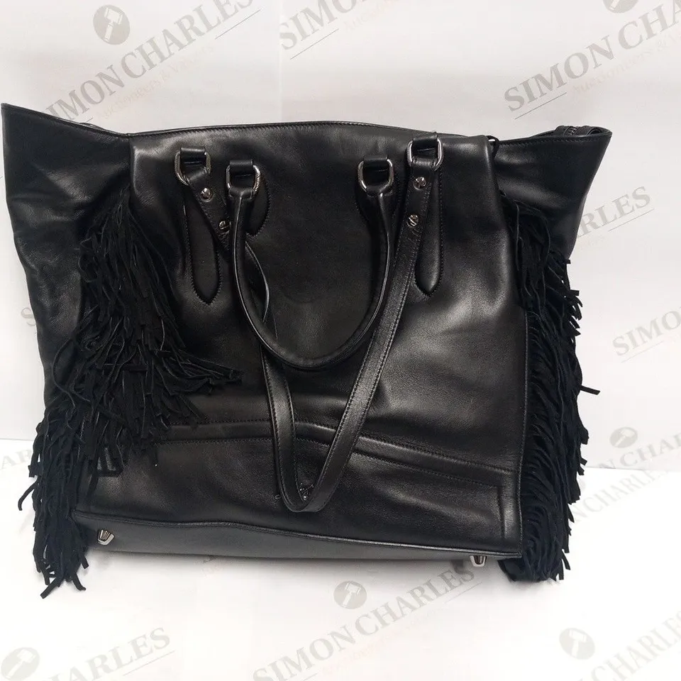 CHRISTIAN LOUBOUTIN JUSTINE BLACK FRINGE BAG