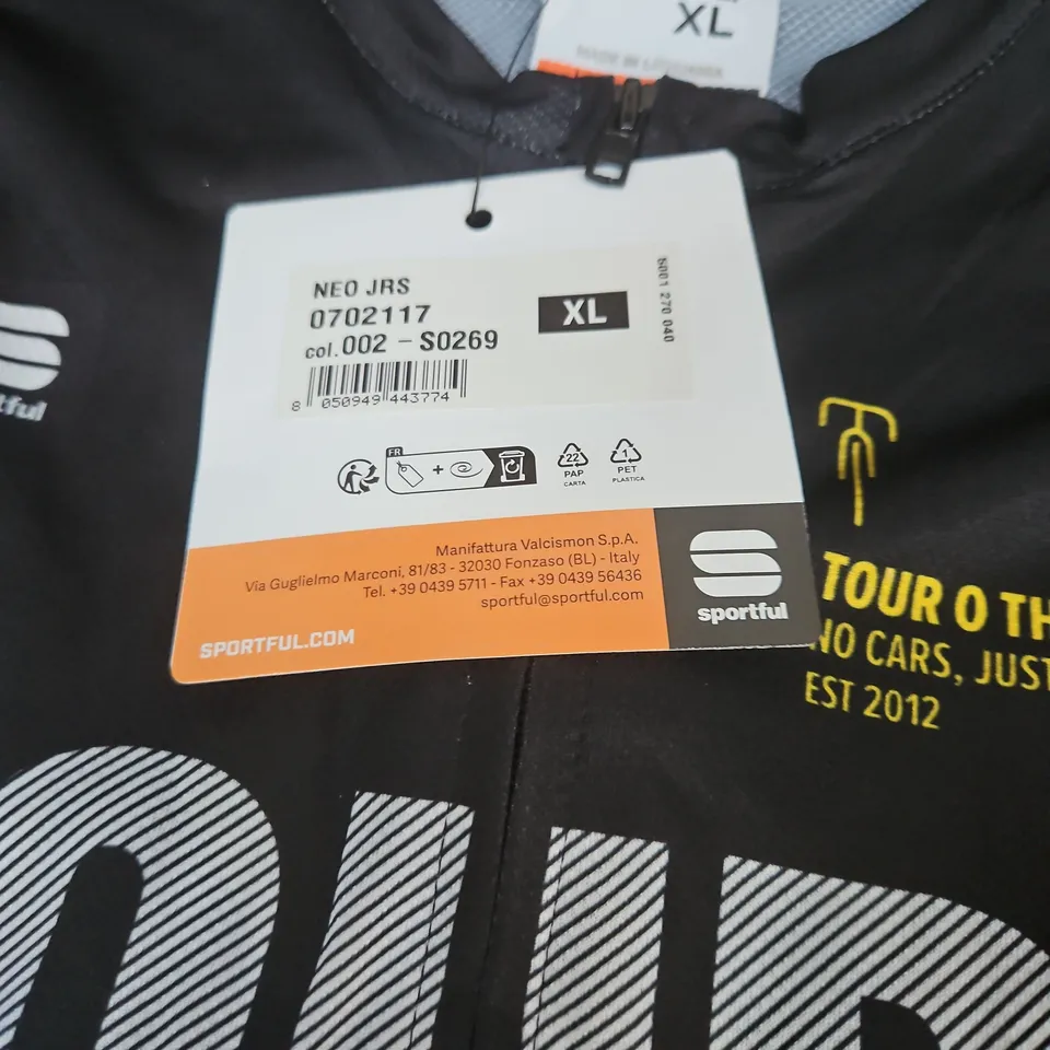 SPORTFUL TOUR CYCLING JERSEY – BLACK WITH YELLOW ACCENTS, XL