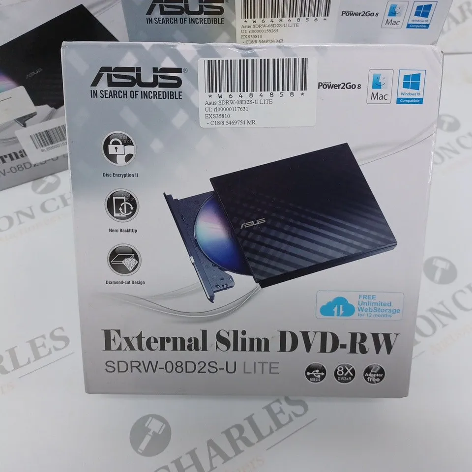 LOT OF 4 ASUS EXTERNAL SLIM DVD-RW SDRW-08D2S-U LITE