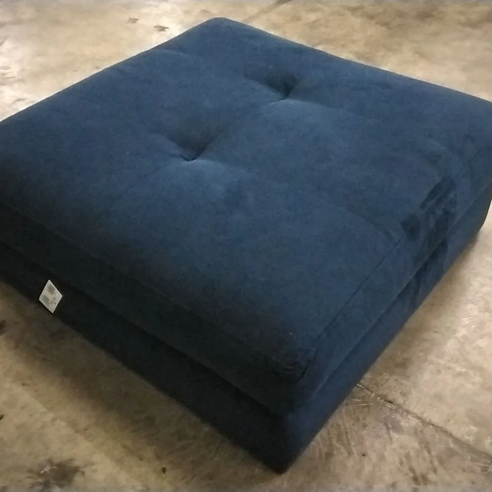 QUALITY DESIGNER LOUNGE CO FOOTSTOOL IN NAVY BLUE VELVET