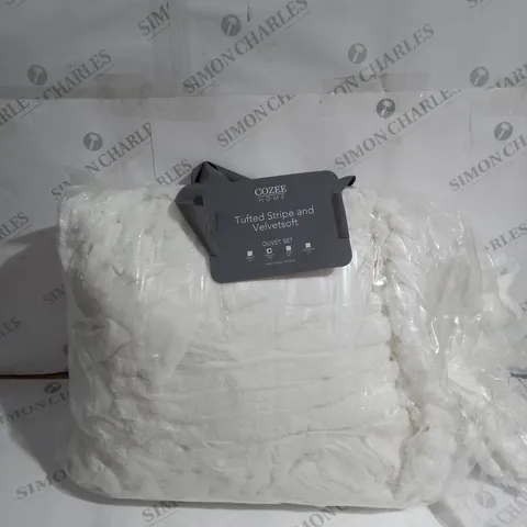 COZEE HOME TUFTED STRIPE VELVETSOFT DUVET SET 