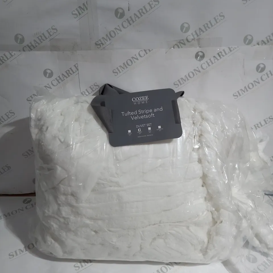 COZEE HOME TUFTED STRIPE VELVETSOFT DUVET SET 