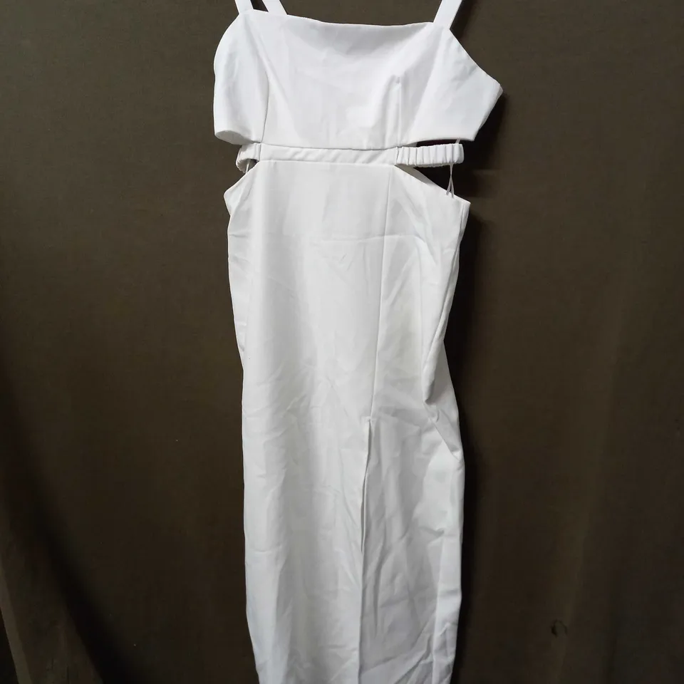 ZARA MAXI DRESS TOP SPLIT DRESS IN WHITE - MEDIUM