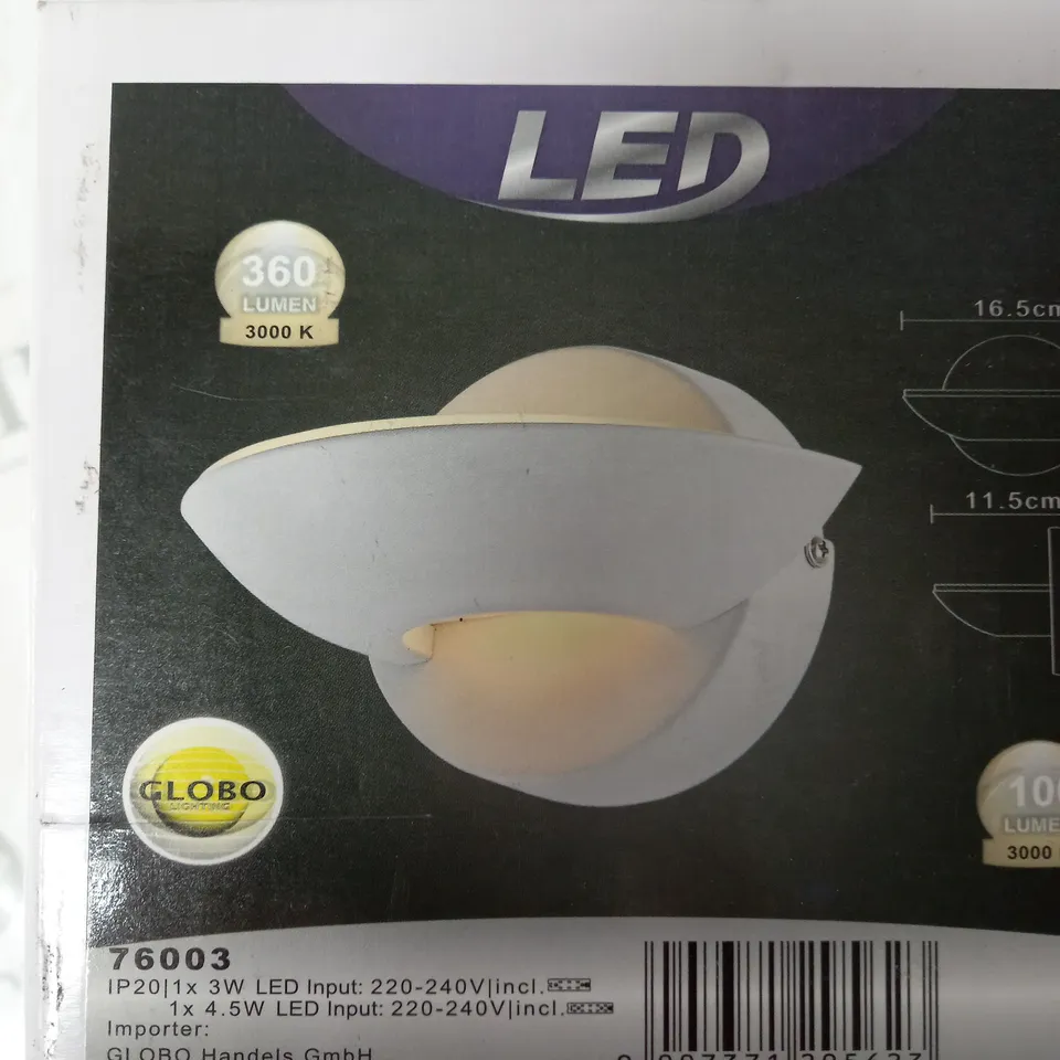 BOXED GLOBO LED WALL SCONCE LIGHT WHITE
