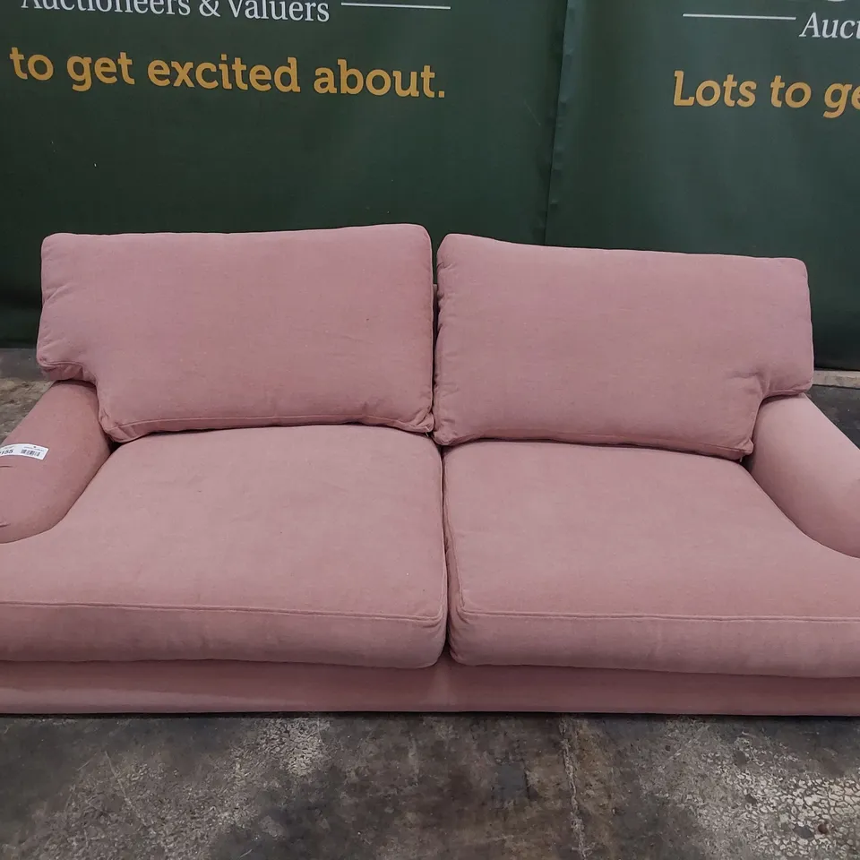 QUALITY BRITISH DESIGNER LOUNGE Co. PERIOD STYLE THREE SEATER SOFA ROSE PINK PLUSH FABRIC 